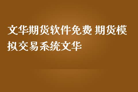 期货软件免费 期货模拟交易系统